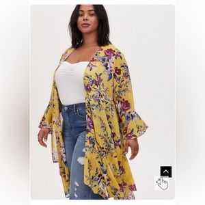 Torrid Yellow Floral Kimono